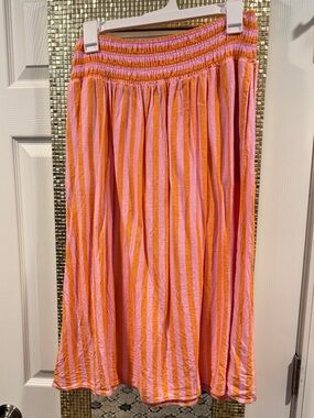a new day Pink and Orange Striped Maxi Skirt with Pockets